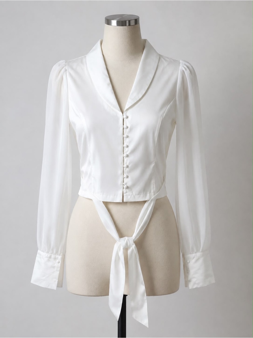 SHEIN white blouse size M with transparent sleeves and bow